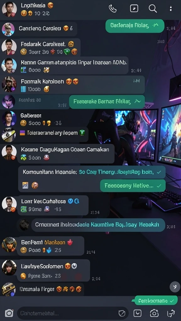 Fitur chat untuk berinteraksi dengan pemain lain.