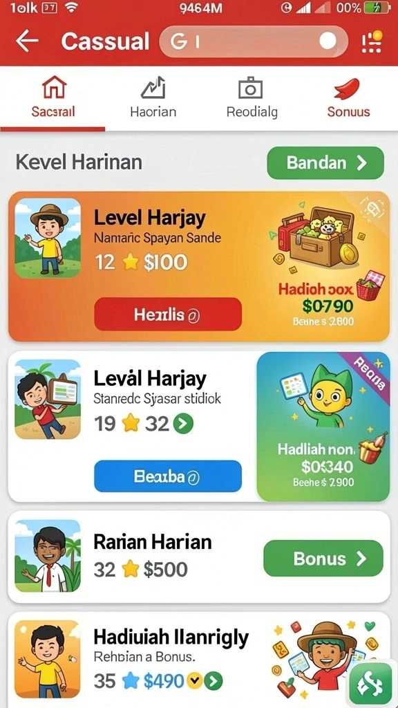 Tantangan seru di setiap level permainan.