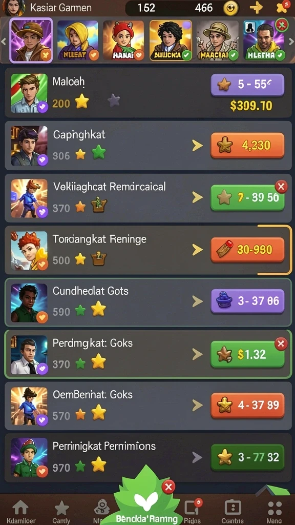 Karakter-karakter unik yang dapat dipilih.